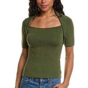 Elie Tahari Olive Green Short-Sleeve Shrug